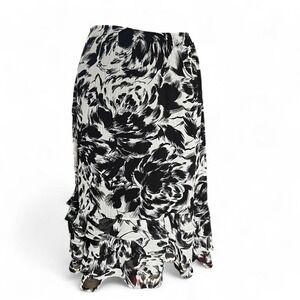 Studio 1940 black floral midi skirt with ruffle tiered hem size 18/20 whimsygoth